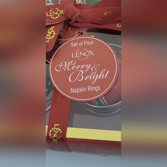 Lenox Set of Four Merry and Bright Napkin Rings Ornament  Design Christmas - Picture 5 of 9